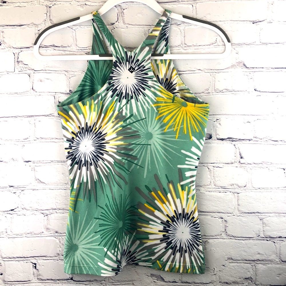 prAna ‘Sabin’ Racer Back Tank Top Green/Yellow Starburst Sz XS - Picture 5 of 12